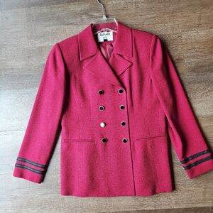 Vintage Kasper for ASL Women Suit Red 100% Wool Size 6P